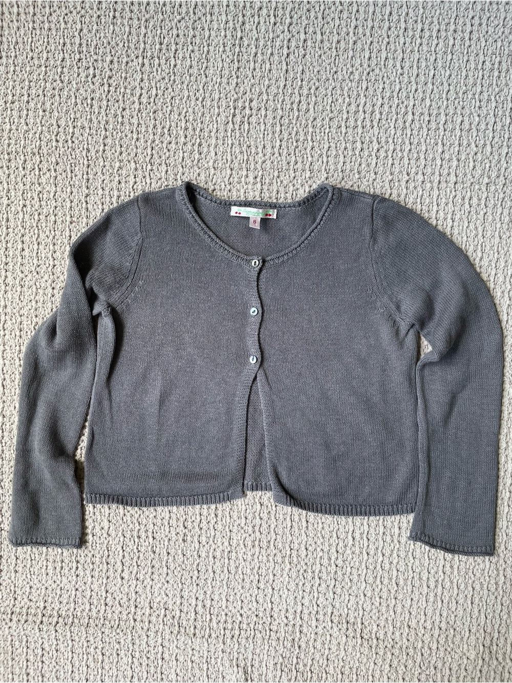 Bonpoint Taupe Gray Knit Cardigan Sweater Girls Size 6
